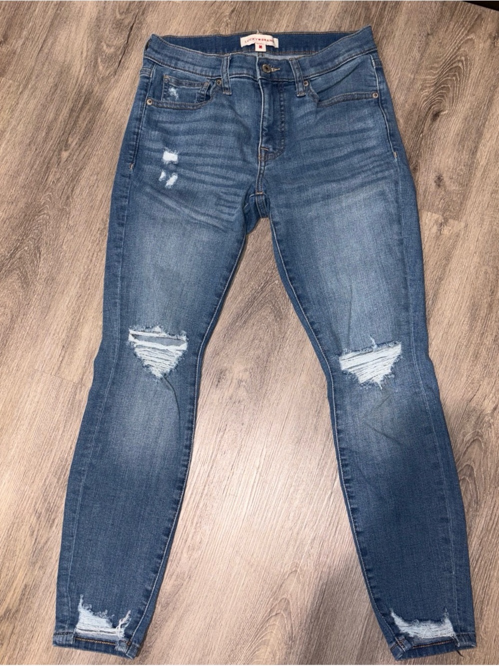 Lucky Brand Women's Skinny Distressed Medium Blue Jeans